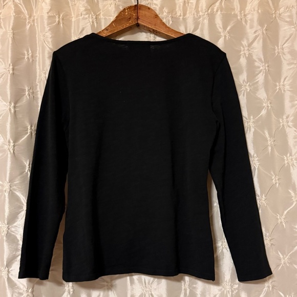 NATION LTD Jet Black Mikaela Top Sweetheart Neckline Shirring 3/4 Sleeves Shirt - Picture 4 of 12
